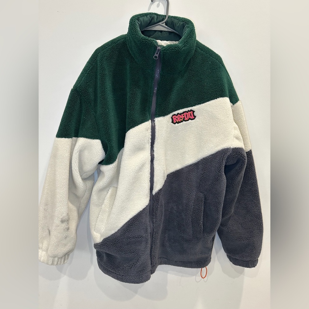 Green and Gray Fleece Jacket